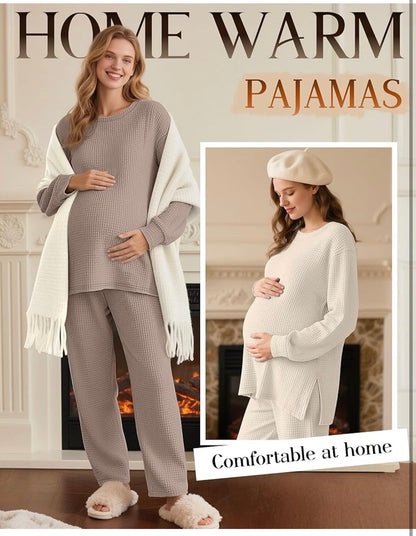 Long Sleeve Waffle Knit Maternity Tops – 3-Pack