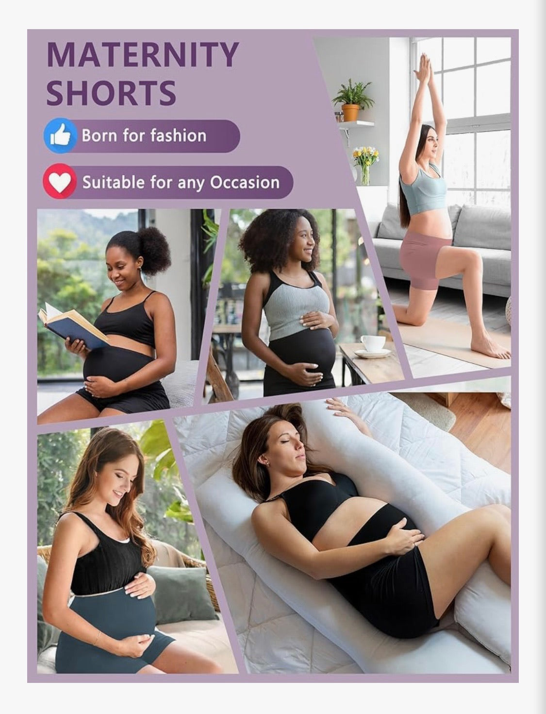 Maternity Over-the-Belly Biker Shorts (5” Inseam) 4-Pack