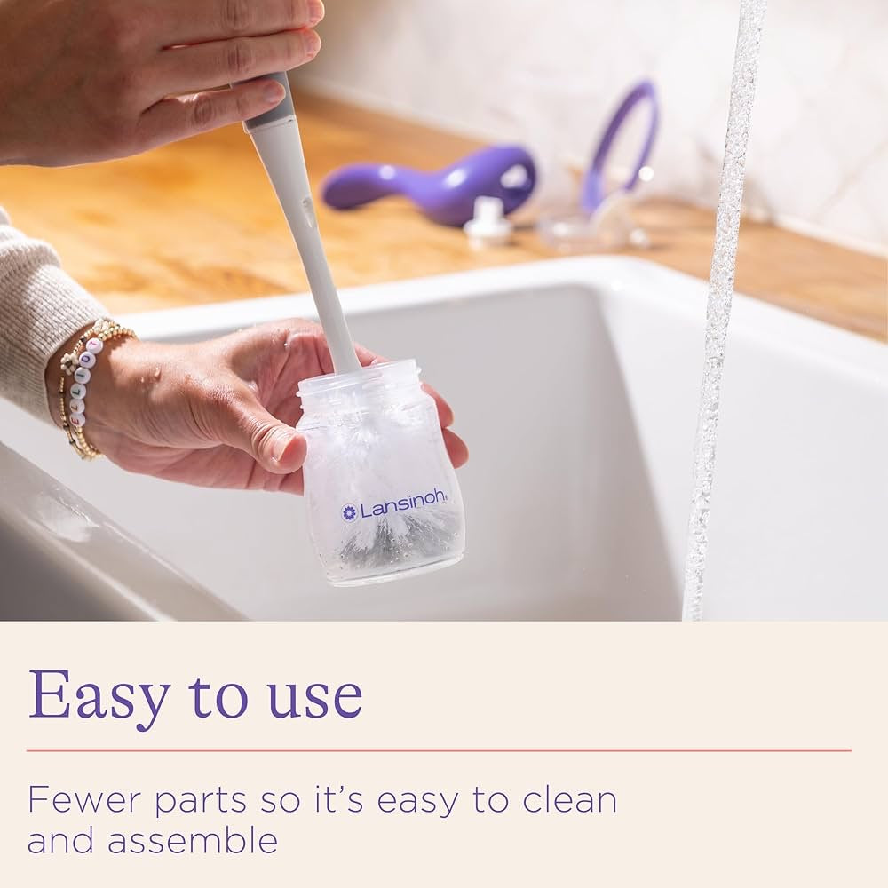 Lansinoh Manual Breast Pump | Hand Pump with Comfortable Flange & 5 oz Baby Bottle W/ Slow Flow Nipple