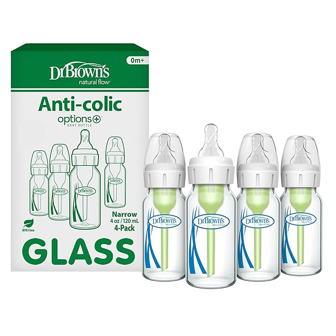 Dr. Brown's Natural Flow Anti-Colic Options+ Narrow Glass Baby Bottle