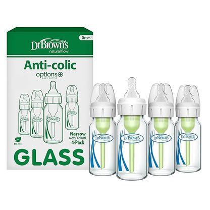 Dr. Brown's Natural Flow Anti-Colic Options+ Narrow Glass Baby Bottle