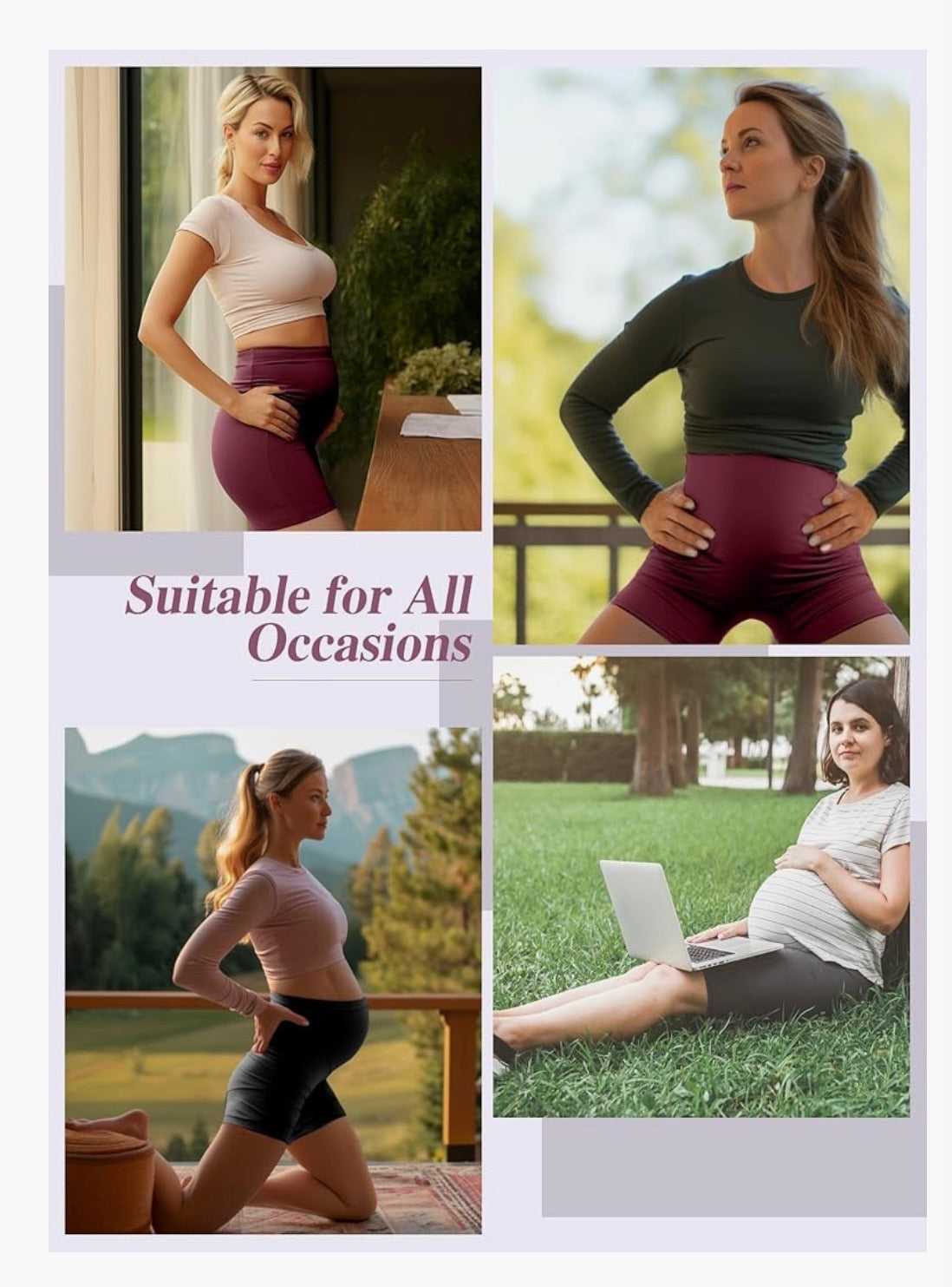 Maternity Over-the-Belly Biker Shorts (5” Inseam) 4-Pack