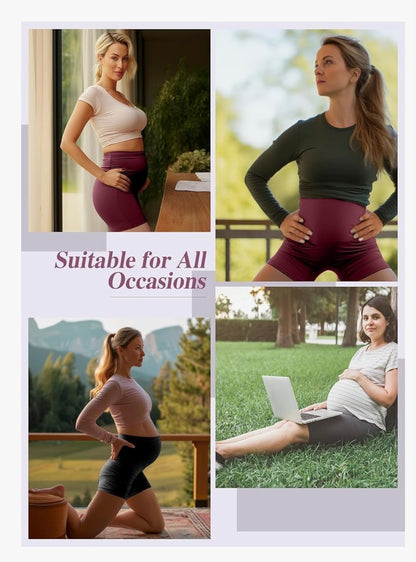 Maternity Over-the-Belly Biker Shorts (5” Inseam) 4-Pack