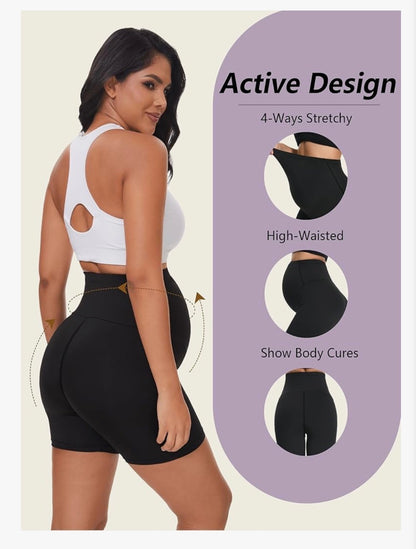 Maternity Over-the-Belly Biker Shorts (5” Inseam) 4-Pack
