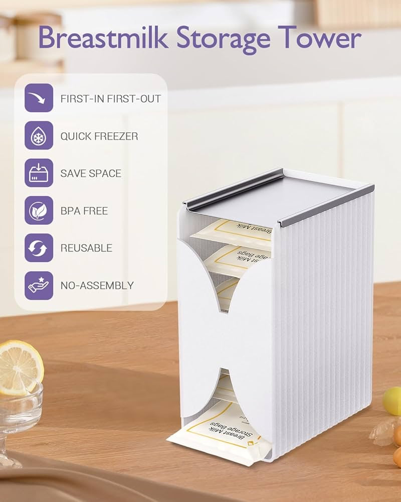 Freeze Organizer and Tower for Milk Storage Bags