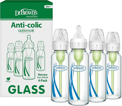 Dr. Brown's Natural Flow Anti-Colic Options+ Narrow Glass Baby Bottle