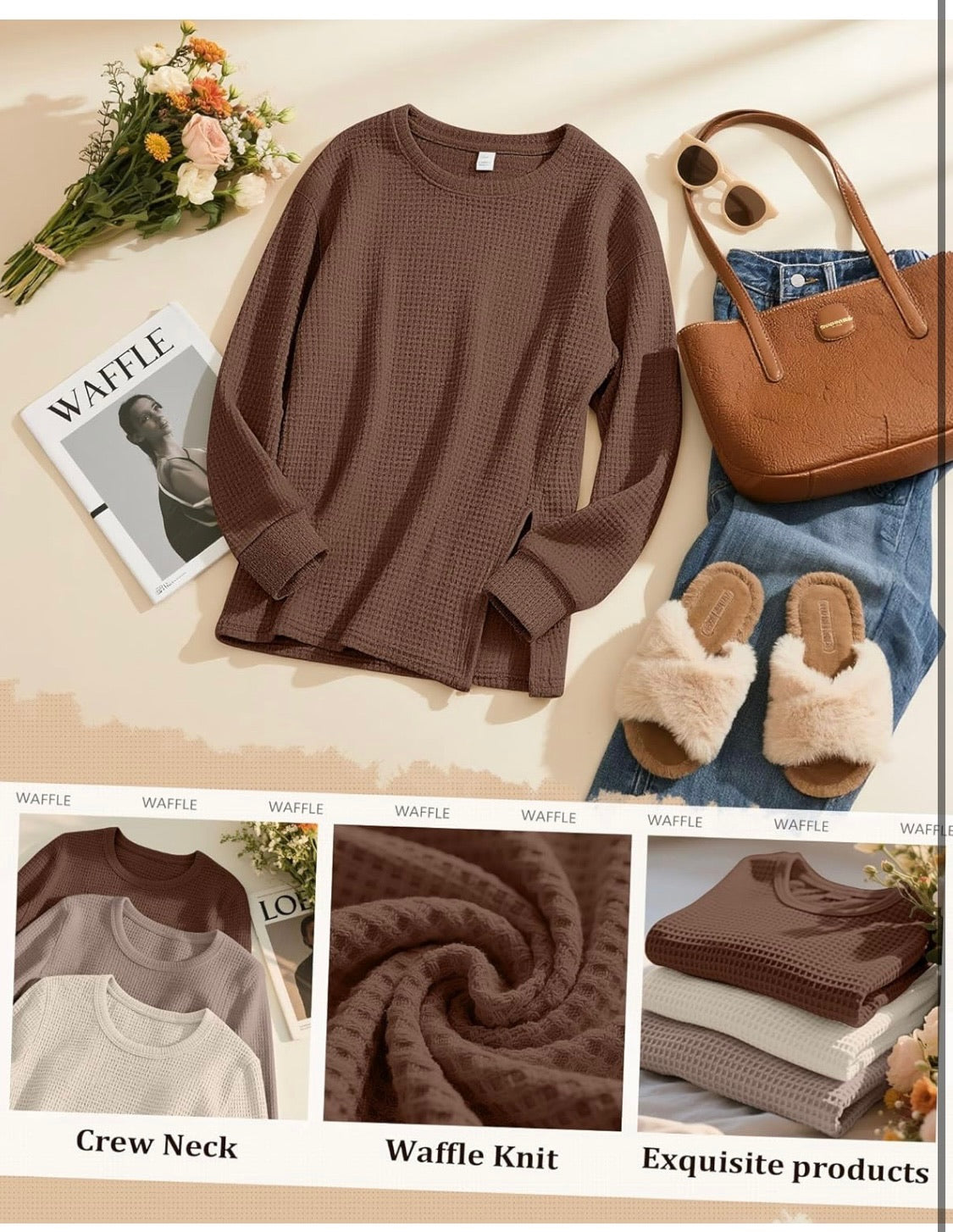 Long Sleeve Waffle Knit Maternity Tops – 3-Pack