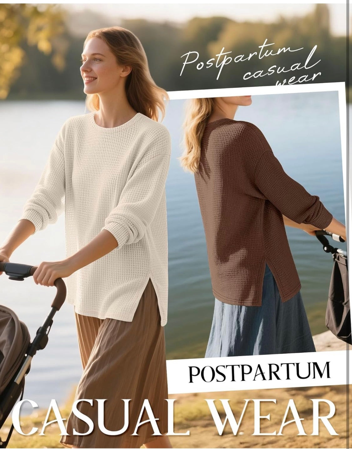 Long Sleeve Waffle Knit Maternity Tops – 3-Pack