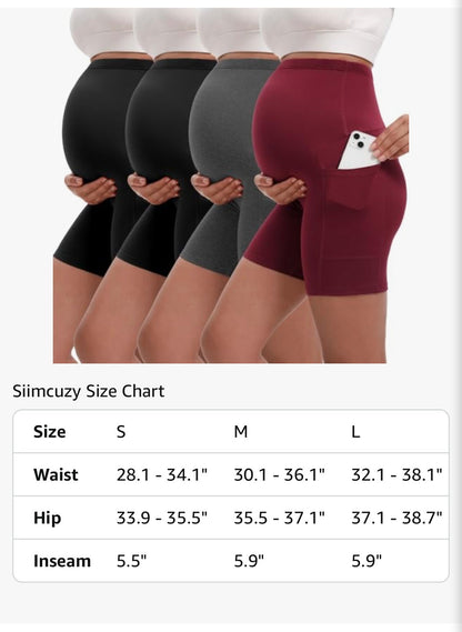 Maternity Over-the-Belly Biker Shorts (5” Inseam) 4-Pack