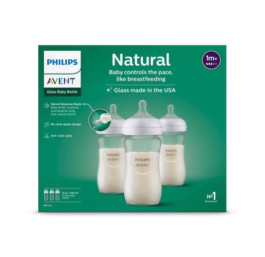 Philips Avent Natural Glass Baby Bottles (8 oz, 3-Pack)