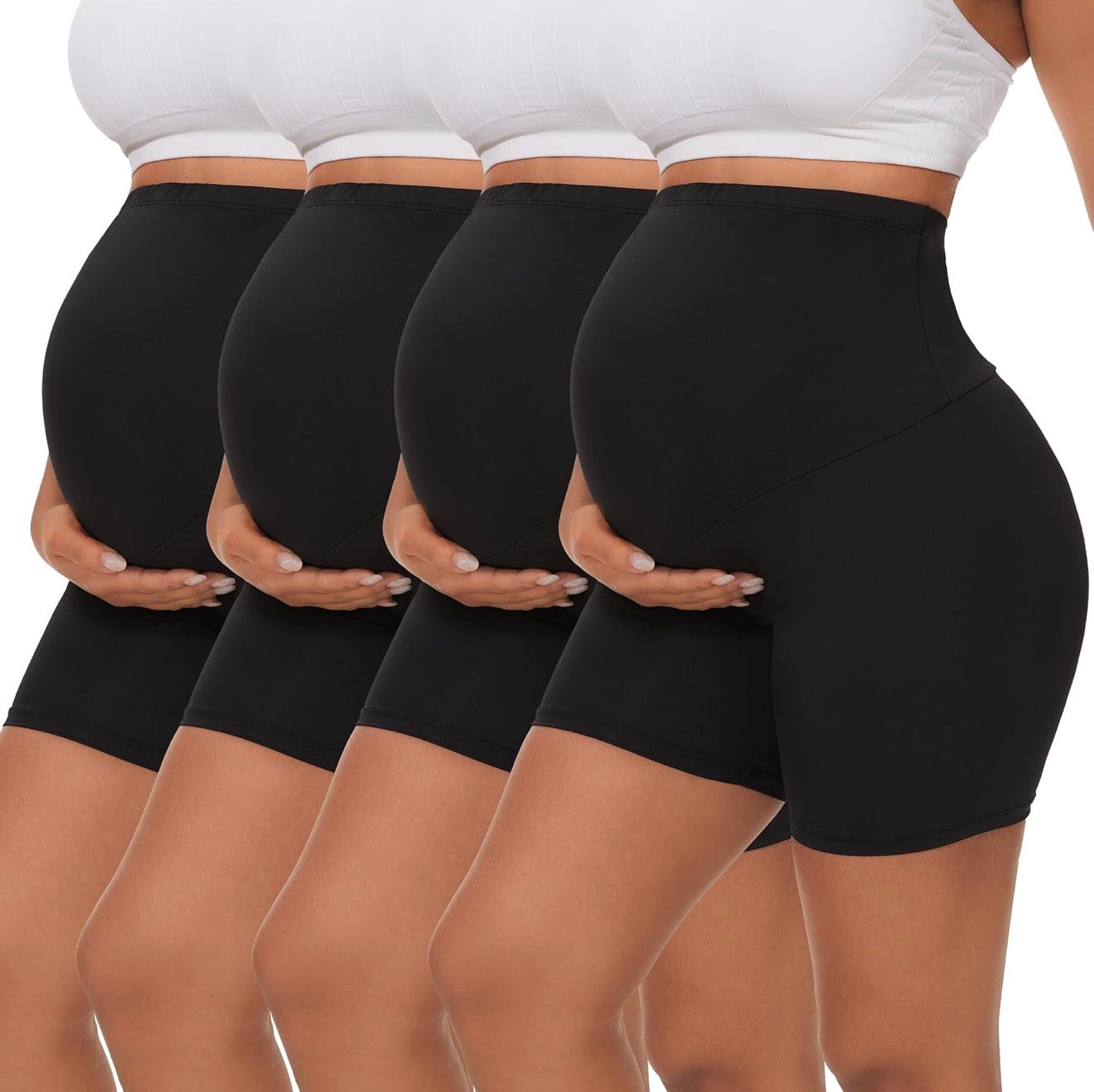 Maternity Over-the-Belly Biker Shorts (5” Inseam) 4-Pack