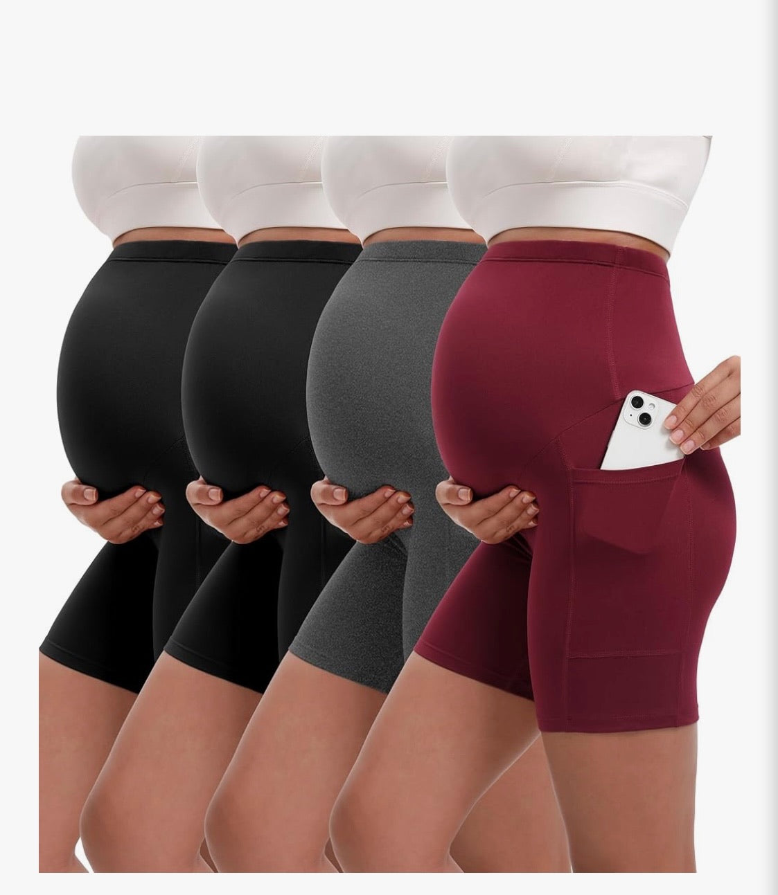 Maternity Over-the-Belly Biker Shorts (5” Inseam) 4-Pack