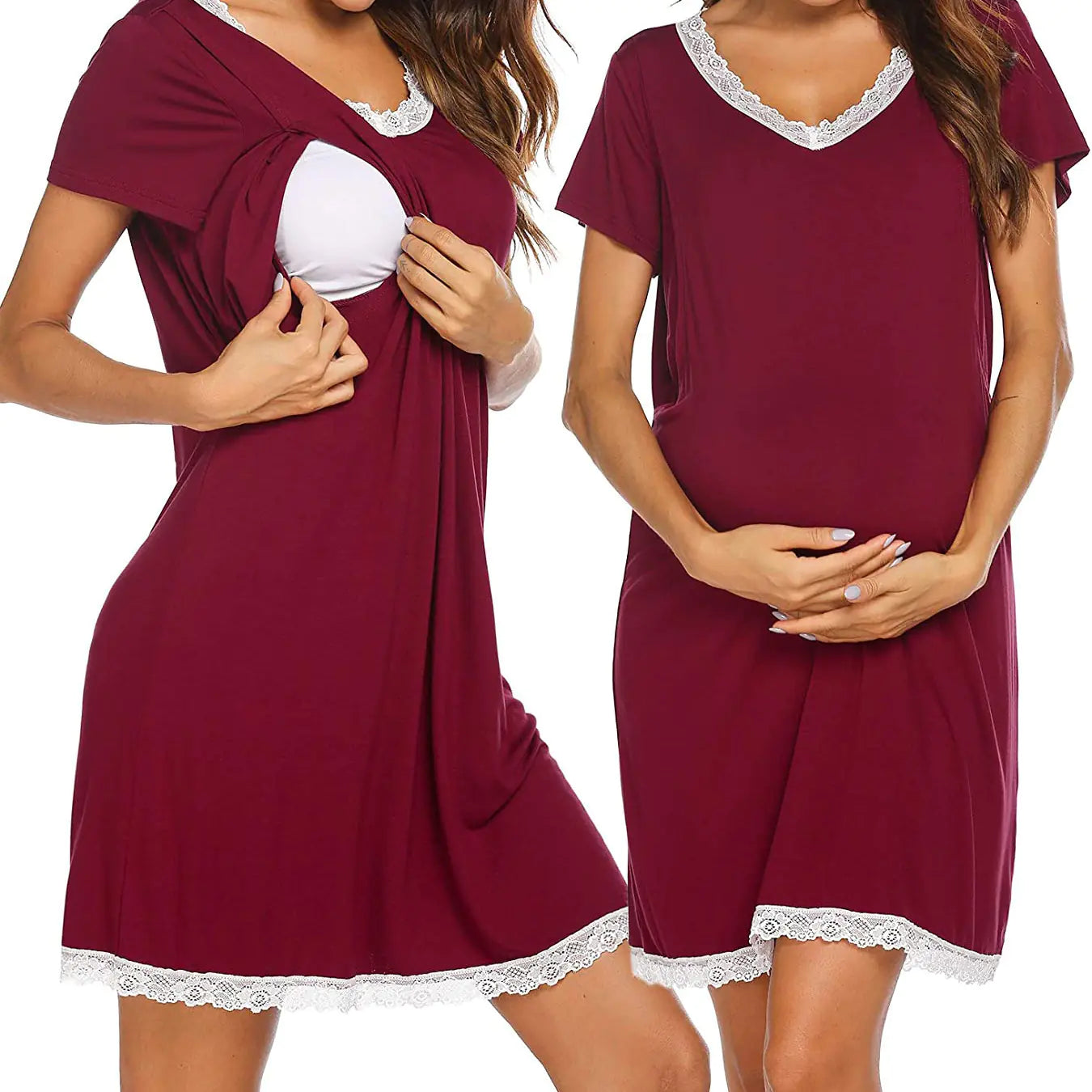 Ruffled Lace Nursing Dress