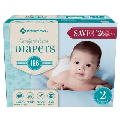 Members Mark Comfort Care Baby Diapers Size 2 196