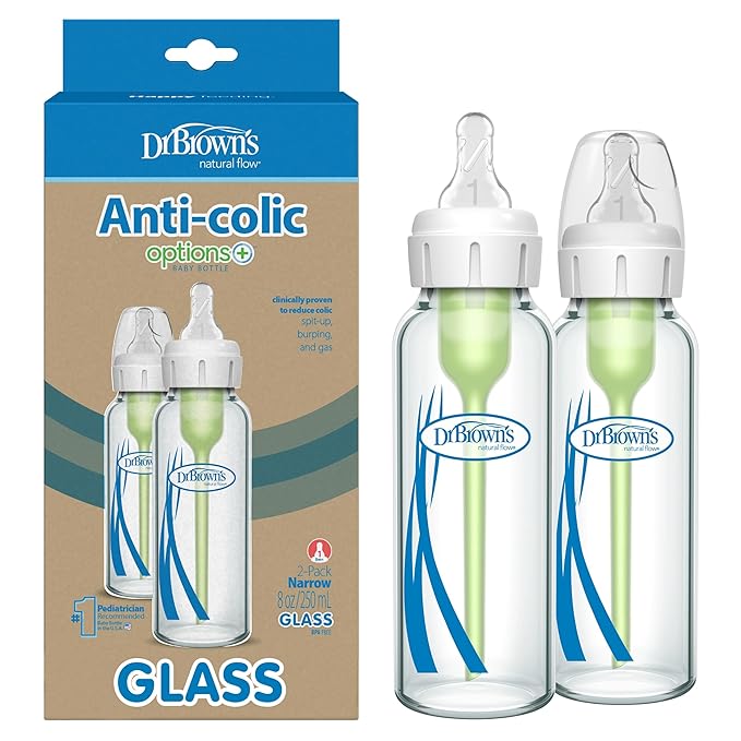 Dr. Brown's Natural Flow Anti-Colic Options+ Narrow Glass Baby Bottle